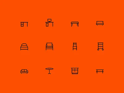 Aspen Icon Pack brand branding concept furniture icon iconpack iconset identity logo monogram orange pictogram set sign ui