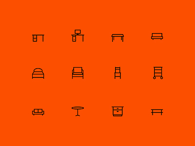 Aspen Icon Pack brand branding concept furniture icon iconpack iconset identity logo monogram orange pictogram set sign ui