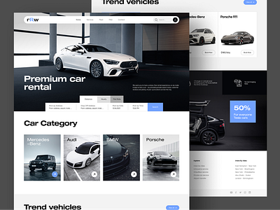 rRw - Premium Car Rental Website auto automobile car car booking car hire cars premium cars rent rent a car rental app rental car vehicles web design website