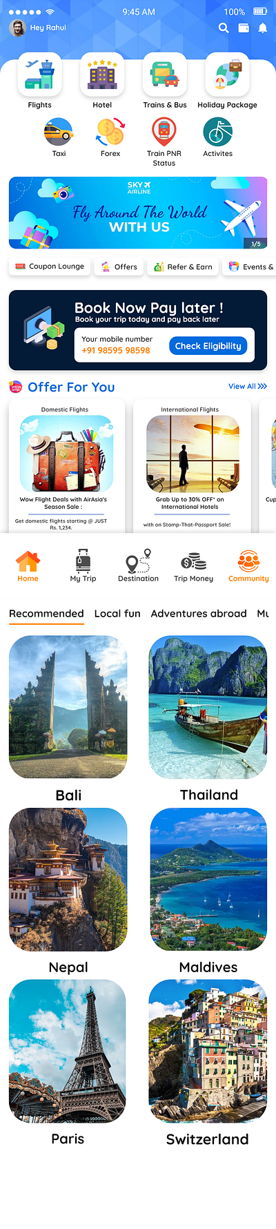 Travvolt Mobile App app graphic design travel travel app ui ux