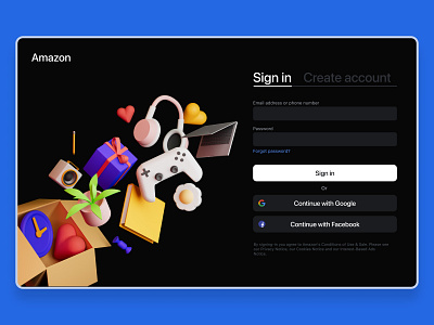 Amazon Sign in amazon cinema4d design figma interface product rozov shop ui visualisation wnbl