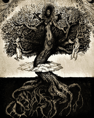 big earth mother albumart dark design folkart graphic design ill illustration ink tree weird