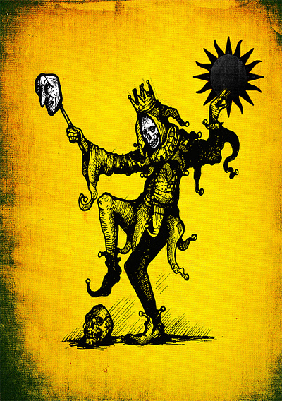 last year's clown design graphic design illustration ink jester