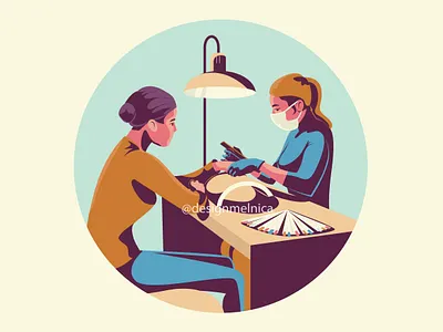 Nail design in a manicure studio adobe illustrator character character design girl character illustration manicure manicure room nail nail design studio vector vector illustration vectorart