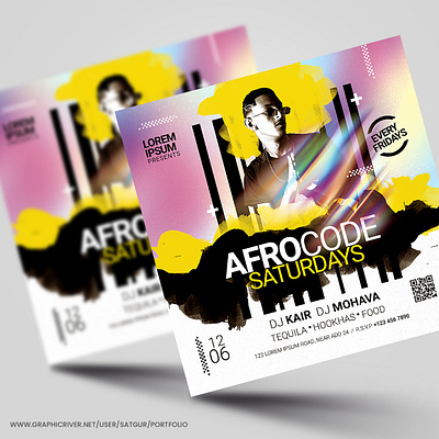 Urban Party Flyer Template advertisement african background club colorful dj flyer flyer free download graphic design instagram post layout music nightclub photoshop poster print template promotional design social media banner square flyer