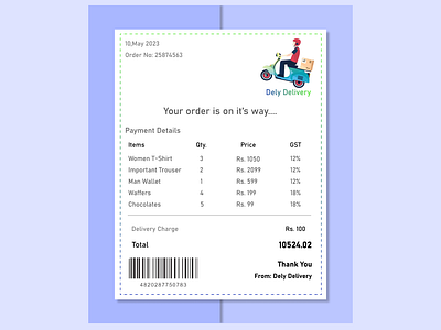 Email Receipt - DailyUI Challenge17 #DailyUI attractive billreceipt creative email emailreceipt onlinebill onlineorderreceipt order orderbill orderbillbyemail payment paymentreceipt productorderbill uiux unique userfriendly validonlinebill