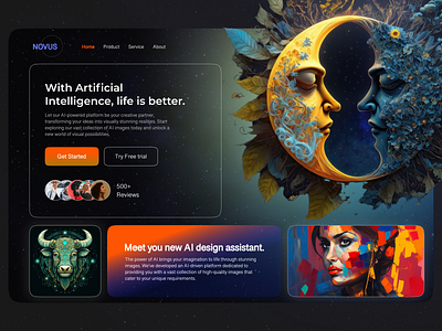 Artificial Intelligence Homepage ai aidesign artificial intelligence creative agency creative design dailyui dribbble best shot graphicsdesign interfacedesign landing page modern design novuslogics popular design trendy design ui uiinspiration useriinterface uxdesign website design website homepage design