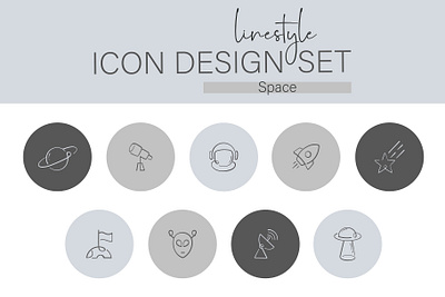 Linestyle Icon Design Set Space sky