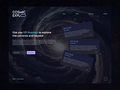 CosmicEXPLO 3d ai animation app branding design galaxy graphic design illustration logo logomotion motion graphics neon planets space ui ux vector vr web3