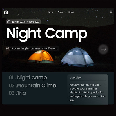 Night Camp Web Design design graphic design ui ux