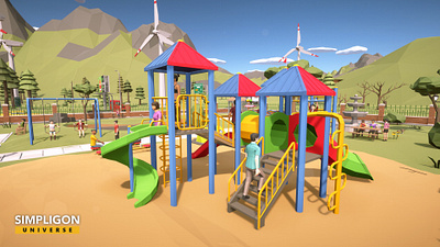 Simpligon Universe Low Poly 3D: Park 3d blender building character illustration low poly lowpoly park playground polygon
