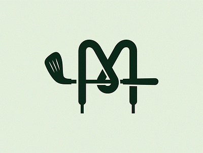 M golf shoes concept golf letter logo m shoes