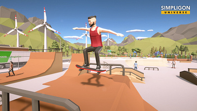 Simpligon Universe Low Poly 3D: Skatepark 3d blender building character illustration low poly lowpoly polygon skate board skatepark