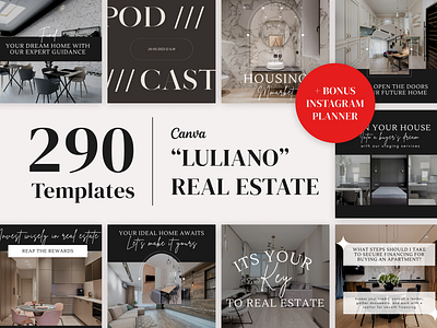 Luxury Real Estate Social Media Bundle canva design canva template design instagram instagram post instagram stories instagram template ui