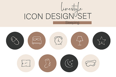 Icon Design Set Sleeping moon