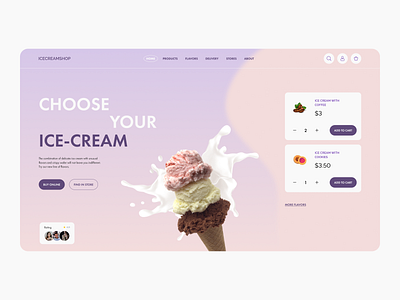 Concept ice cream cafe cafe design figma icecream illustration interface photoshop site ui webdesign