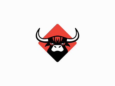 Bull Logo angus animal beef branding bull design emblem farm geometric icon identity illustration logo mark playful red simple sports symbol vector