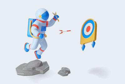 Astronaut in play mode 3d animation cgi character design foreal illustration
