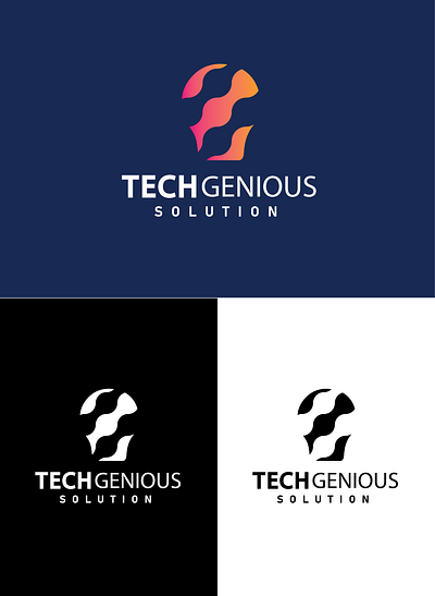 TECH GENIOUS SOLUTION MINIMAL LOGO 3d app app design app logo branding business logo design flat graphic design icon illustration illustrator lettermark logo logo logo ideas logo inspiration minimal minimal logo typography vector