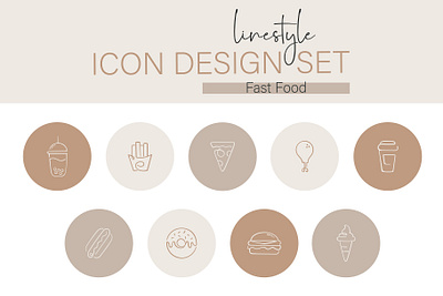 Icon Design Set Fast Food junk