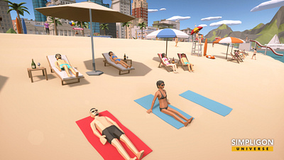 Simpligon Universe Low Poly 3D: Beach 3d beach blender boy building character girl illustration low poly lowpoly polygon
