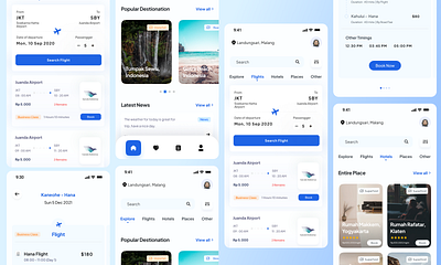 Travel app app blue design explore illustration travel typography ui ux vector