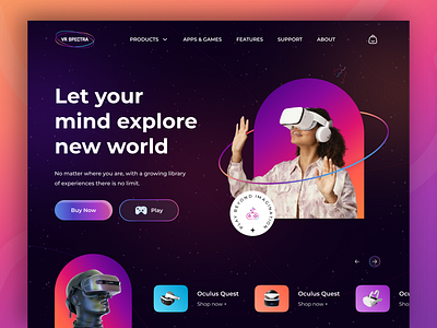 VR Store Website concept ar colors design ecommerec experiance figma game headset landing page logo oculus playstation product ui ux video vr vr design web design website