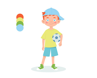 Little football player cartoon flat illustration vector