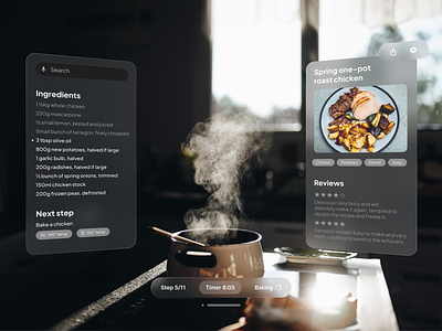 Spatial Design Cooking App ar cooking design spatial spatial design ui virtual virtual reality visionpro vr