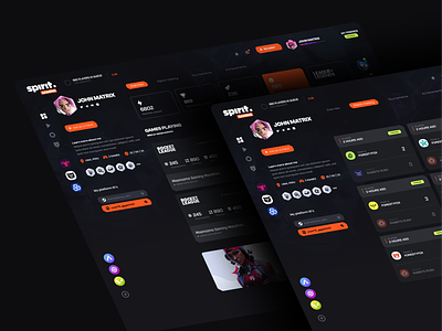 Gaming Dashboard - Profile & Matches orange