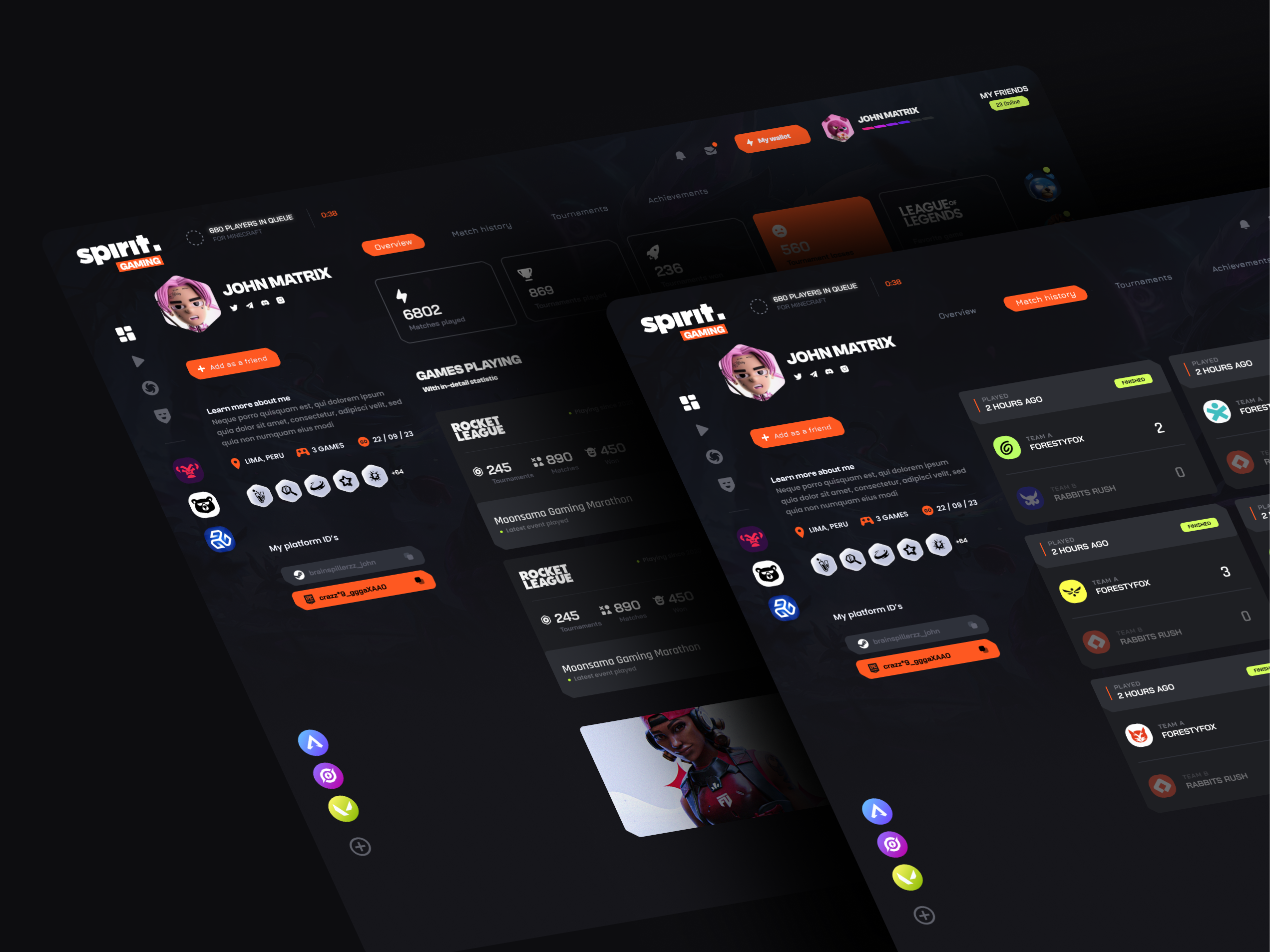 Example of Tournament Platform Design