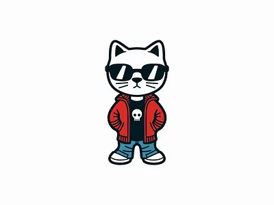 Badass Cat Logo animal badass branding cat cool design emblem fashion icon illustration kitty logo mark mascot pet skull sports sunglasses vector vet