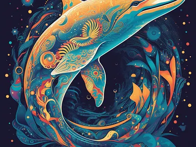 Psychedelic Dolphin illustration