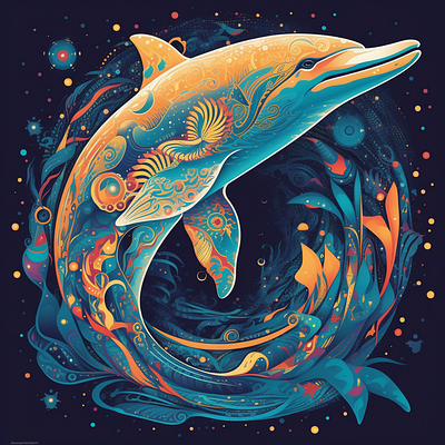 Psychedelic Dolphin illustration