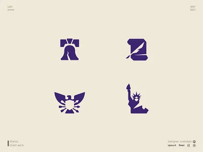 USA icons america bell declaration design eagle icon independence libery logo logodesign logotype minimal statue usa vector