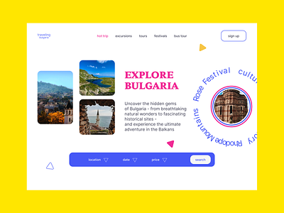 Concept of a tourism website in Bulgaria branding bulgaria design main page uiux web design