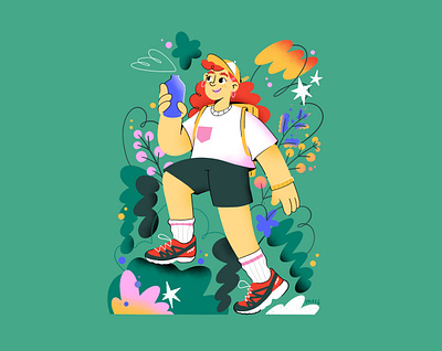 Hiking gal character design character illustration colour palette digital illustration illustration procreate