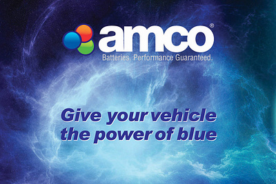 AMCO Batteries branding graphic design