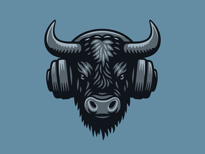 Cool Bull Logo bearded beast bison brutal bull dj emblem head headphones hip hop logo melody music musician muzzle producer rap rock sports wild