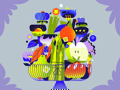 Summer is around the corner! 🕺🏻🕺🏻🕺🏻 apple asparagus chili colorful flowers fruit bowl fruits fruitsandveggies geometric geometry illustration minimal orange pear plants radish summer tomato vegetables vitamins