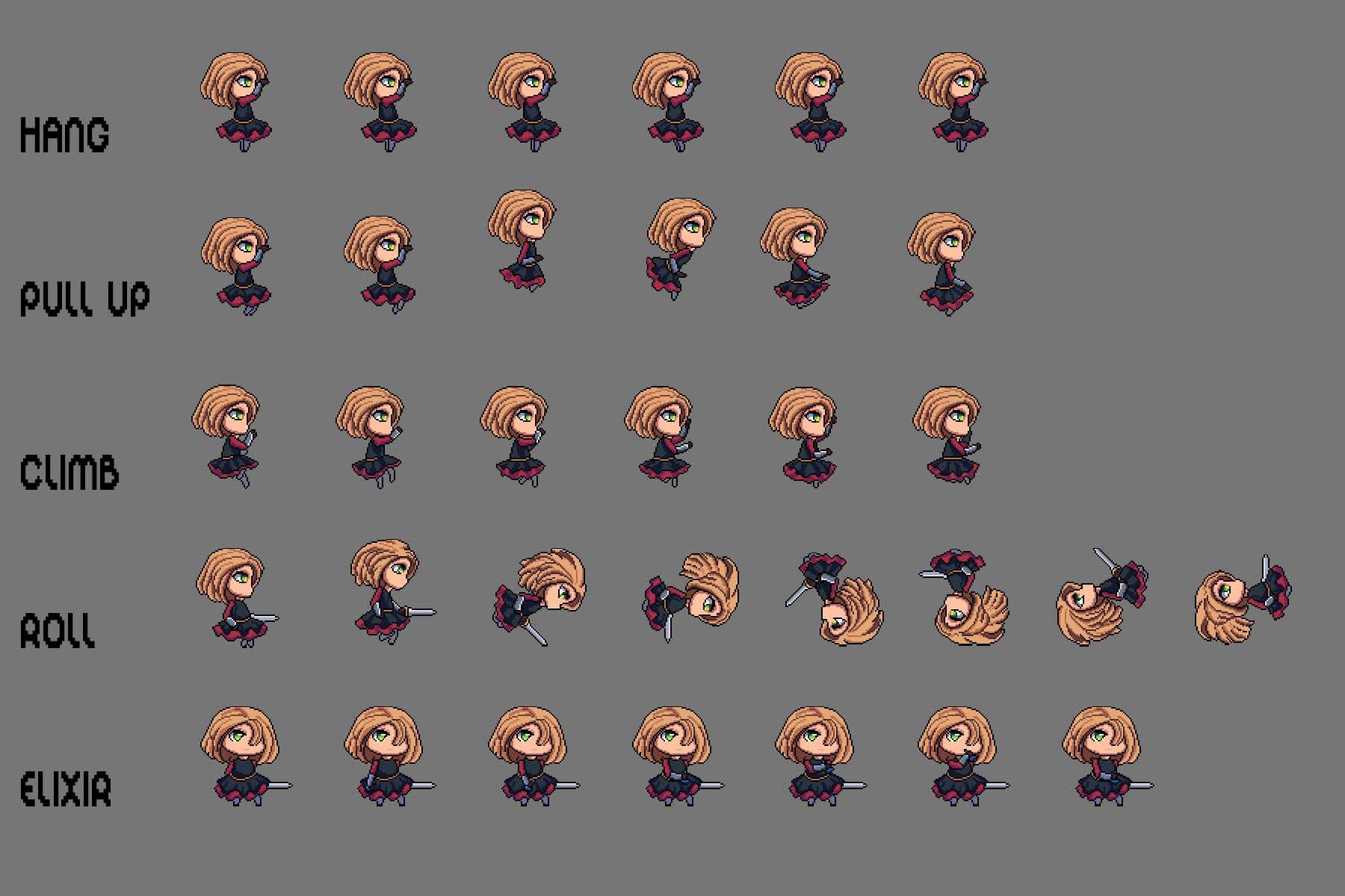 Fantasy Chibi Female Sprite Sheets Pixel Art By 2D Game Assets On Dribbble