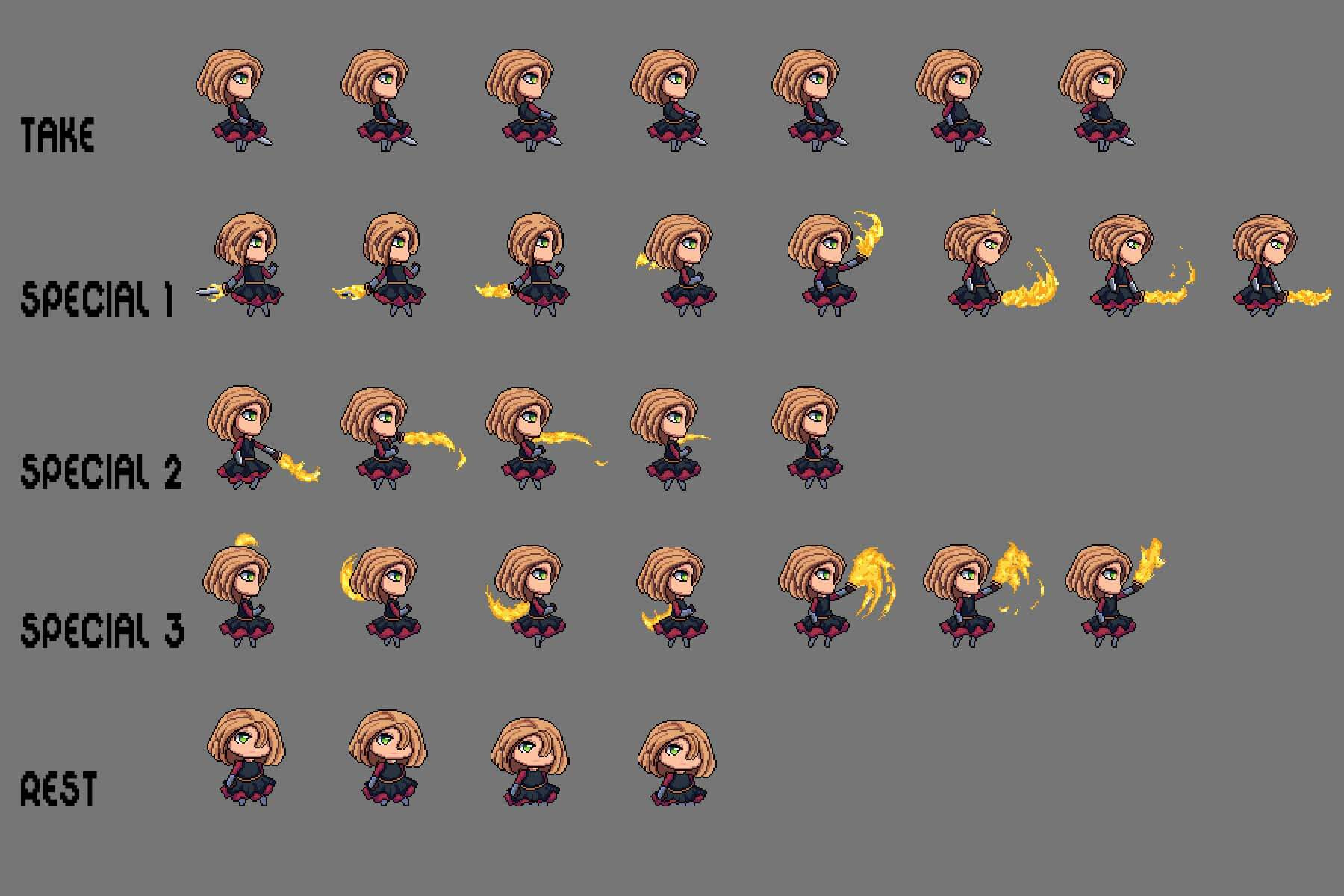 Fantasy Chibi Female Sprite Sheets Pixel Art by 2D Game Assets on Dribbble