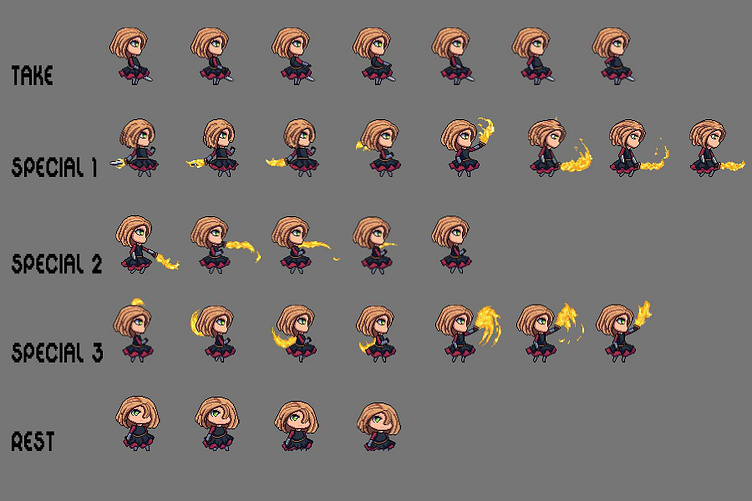 Fantasy Chibi Female Sprite Sheets Pixel Art by 2D Game Assets on Dribbble