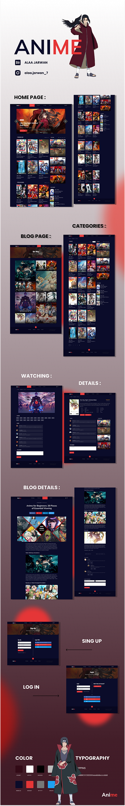 ui ux design for Anime Website app design graphic design landing page logo ui ux