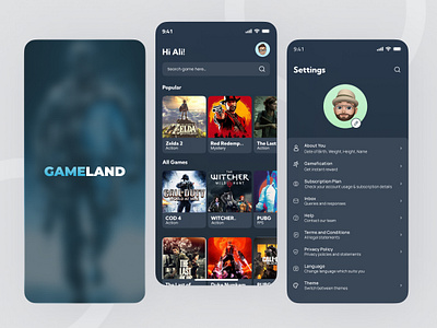 Games app portal UI adobexd appdesign appgamesui branding design games gamesapp gamesui illustration interaction design logo portalapp ui uidesign user interface design ux research