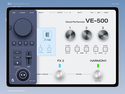 Vocal Performer Device dashboard design skeumorphism ui visual design