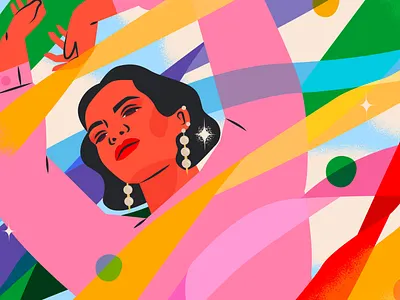 Vibrant colors colorful colors creative editorial editorial illustration fashion illustration female festival festive party pink vibrant