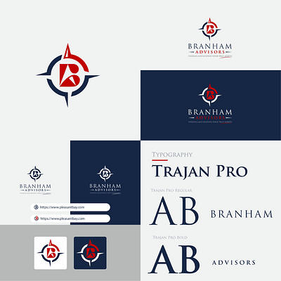 Branham Advisors Brand Identity a b logo b a lettermarks logo brand identity compass logo design north star typography visual identity