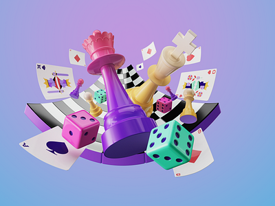 Apple HQ - App Store 3d apple board bright character chess color colour design fun game games illustration king queen render smooth u