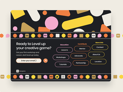 Alternative Footer for 10x 10xdesigners branding dark design footer icons illustration interface landingpage patterns webdesign website